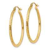 2MM Diamond-Cut Hoop Earrings - 14K Yellow Gold