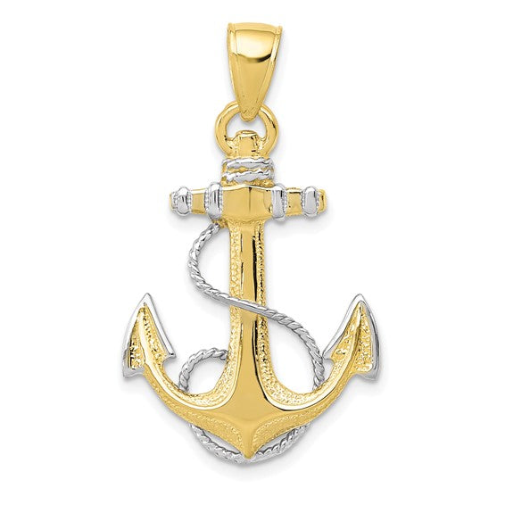 Anchor Charm - 10K Yellow and 10K White Gold