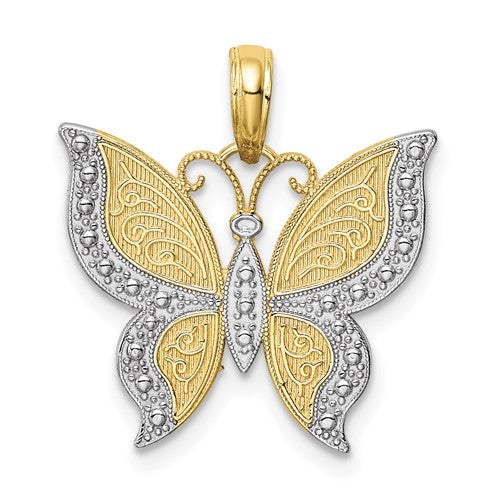 Butterfly Charm - 10K Yellow & White Gold