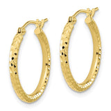 Diamond Cut Hoop Earrings - 10K Yellow Gold