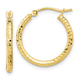 Diamond Cut Hoop Earrings - 10K Yellow Gold