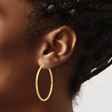 Diamond Cut Hoop Earrings - 10K Yellow Gold