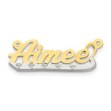 Script Nameplate with Diamond Ribbon - 10K Yellow and White Gold