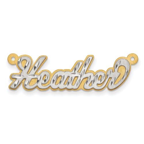 3D Script Diamond-cut Nameplate - 10K Yellow and White Gold
