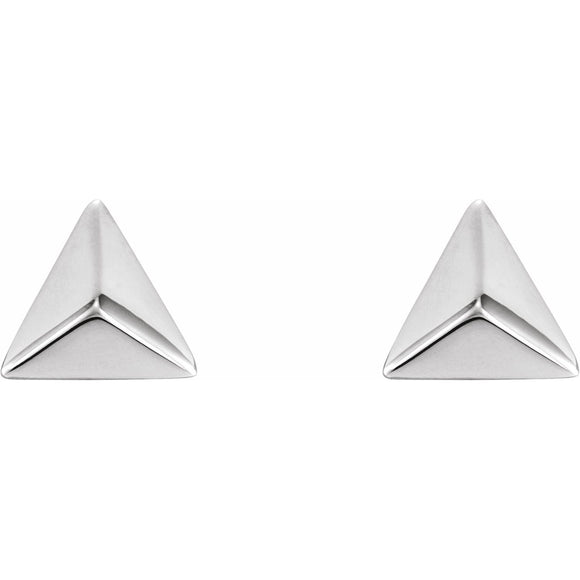 Pyramid Earrings - 14K White Gold
