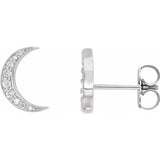 Diamond Crescent Earrings - Sterling Silver