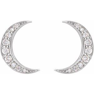 Diamond Crescent Earrings - Sterling Silver