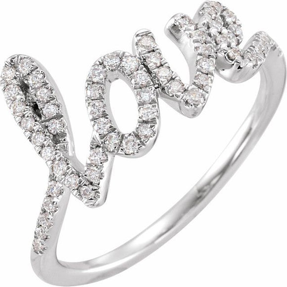 Diamond Love Ring - 14K White Gold