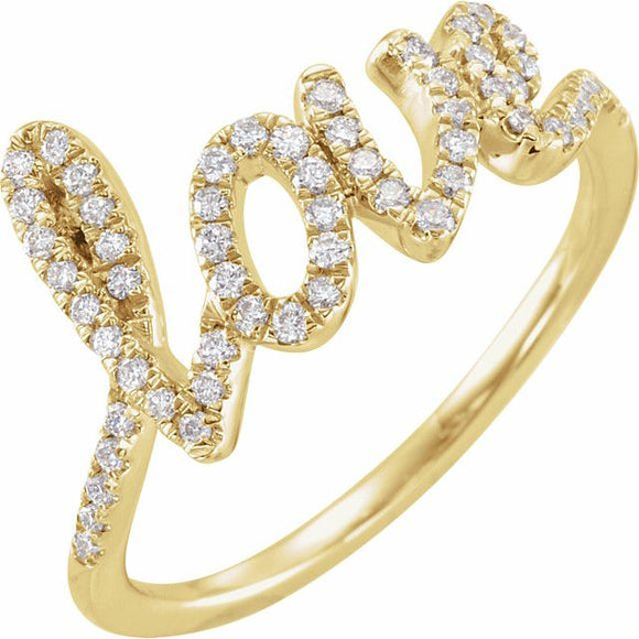 Diamond Love Ring - 14K Yellow Gold