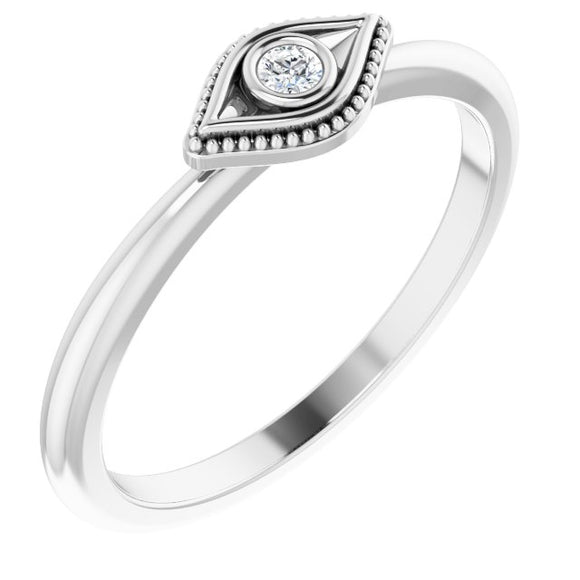 Diamond Evil Eye Ring - 14K White Gold
