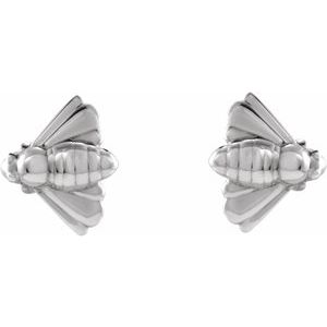 Bee Earrings - 14K White Gold