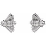 Bee Earrings - 14K White Gold