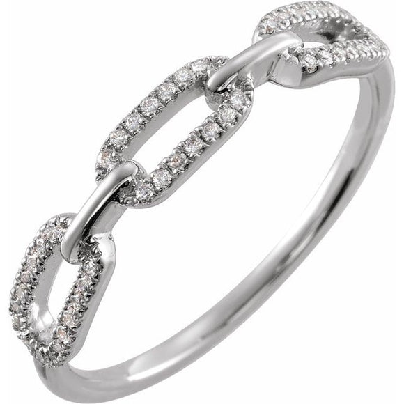 Diamond Chain Link Ring - 14K White Gold