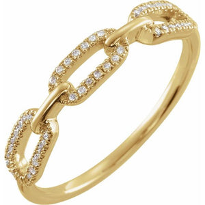 Diamond Chain Link Ring - 14K Yellow Gold