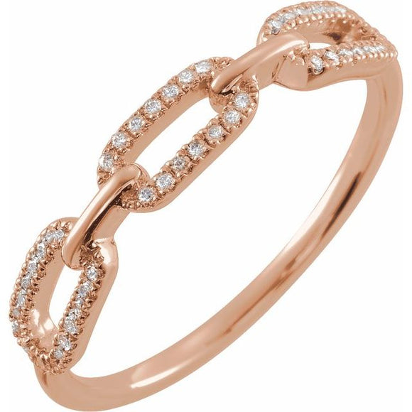 Diamond Chain Link Ring - 14K Rose Gold