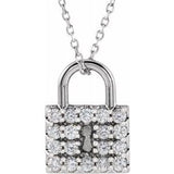 Diamond Lock Necklace - Sterling Silver