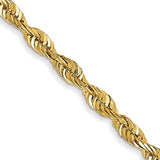 2.25MM Light Rope Diamond Cut Chain 20" Chain - 14K Yellow Gold