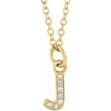 Diamond Initial Necklace (Adjustable 16"-18") - 14K Yellow Gold