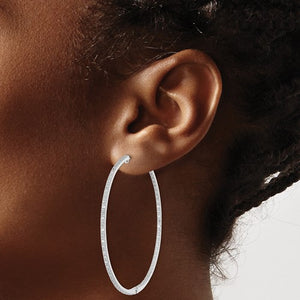 Diamond Hoop Earrings - Sterling Silver