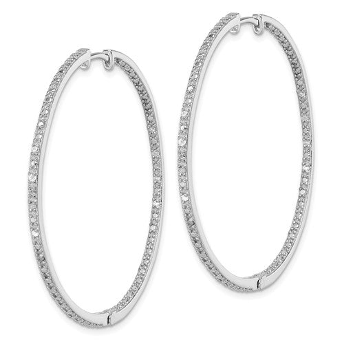 Diamond Hoop Earrings - Sterling Silver