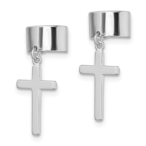Cross Cuff Earrings - Sterling Silver