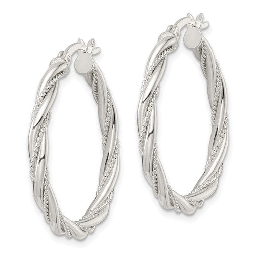 Twisted Hoop Earrings - Sterling Silver