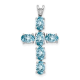 Blue Topaz Cross Charm - Sterling Silver