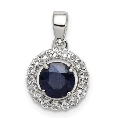 Sapphire and White Topaz Charm - Sterling Silver