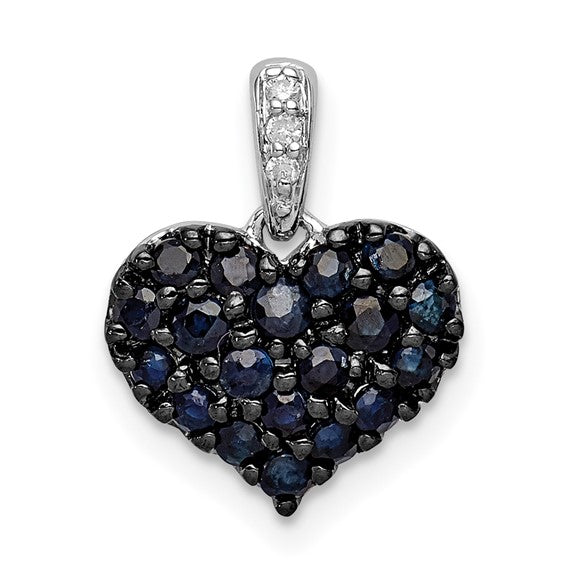 Sapphire Heart Charm - Sterling Silver