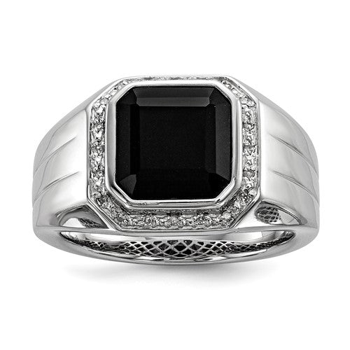 Mens Onyx Ring - Sterling Silver