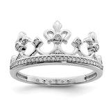 Diamond Crown Ring - Sterling Silver
