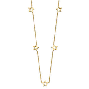 Star Station Necklace - 14K Yellow Gold