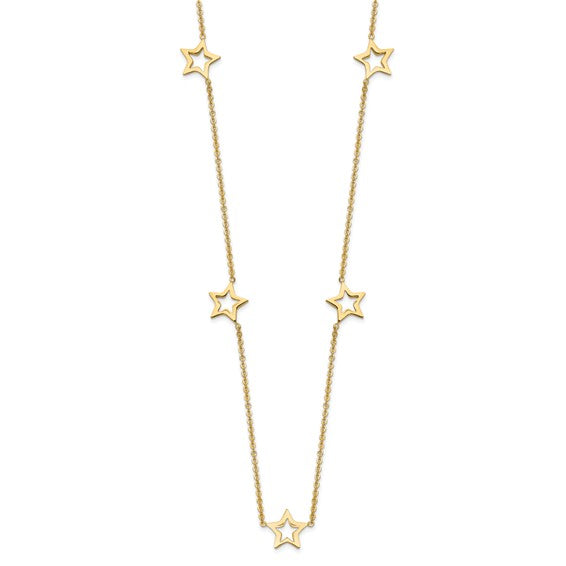 Star Station Necklace - 14K Yellow Gold