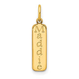 Engraved Vertical Bar Charm - 14K Yellow Gold