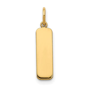 Engraved Vertical Bar Charm - 14K Yellow Gold