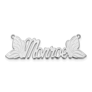 Butterfly Nameplate on 16" or 18" Chain - Sterling Silver