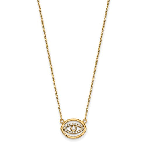 Diamond Evil Eye Necklace - 14K Yellow Gold