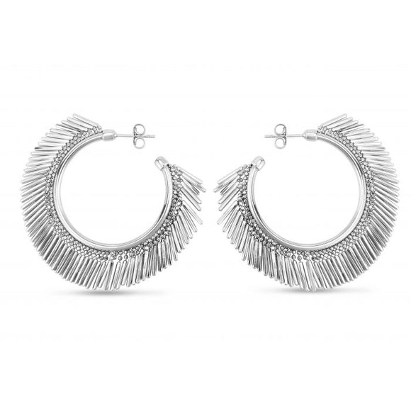 Fringe Hoop Earrings - Sterling Silver
