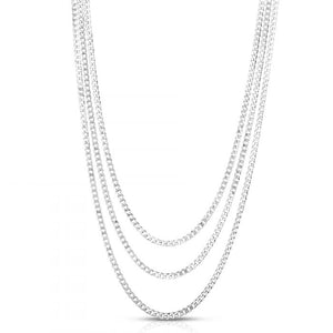 Triple Strand Curb Necklace - Sterling Silver