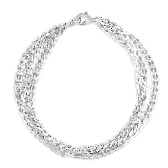 Triple Strand Curb Bracelet - Sterling Silver