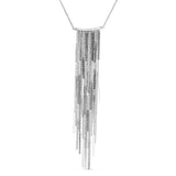 Bar Long Fringe Necklace - Sterling Silver