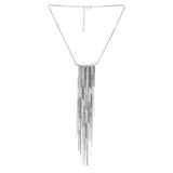 Bar Long Fringe Necklace - Sterling Silver