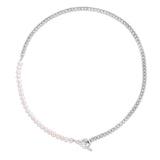 Pearl and Curb Toggle Necklace - Sterling Silver