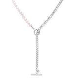Pearl and Curb Toggle Necklace - Sterling Silver