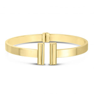 Bar Cuff Bangle Bracelet - 14K Yellow Gold