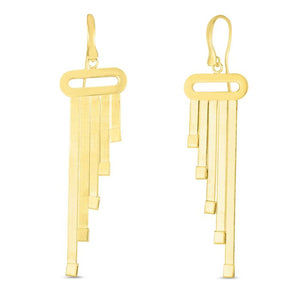 Multi-Strand Herringbone Drop Earrings - 14K Yellow Gold