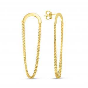 Curb Chain Drop Earrings - 14K Yellow Gold