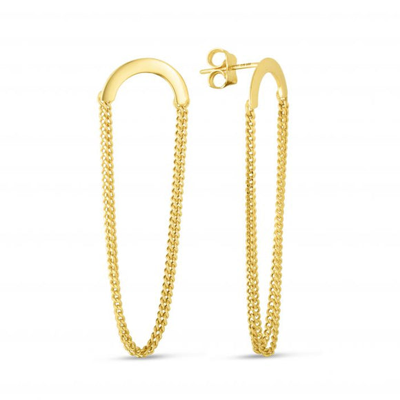 Curb Chain Drop Earrings - 14K Yellow Gold