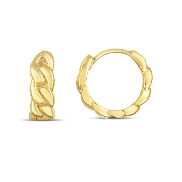 Curb Huggie Earrings - 14K Yellow Gold