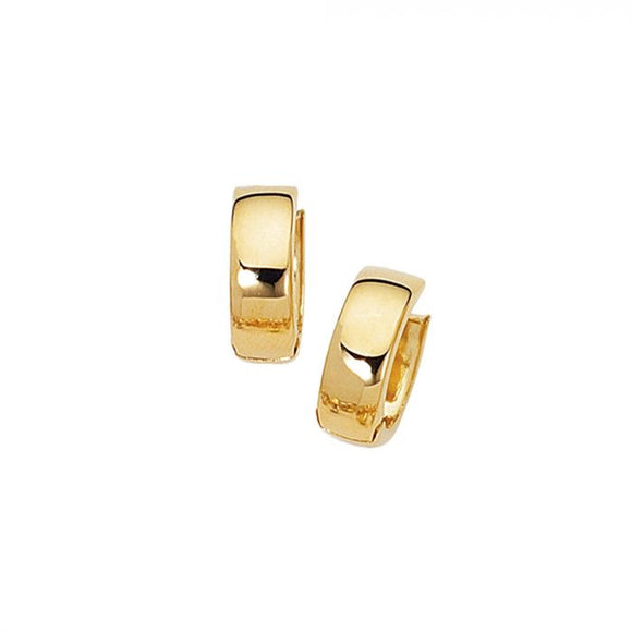 Wide Huggie Earrings - 14K Yellow Gold